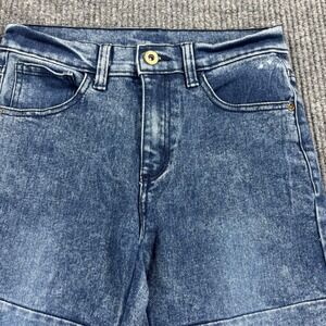 Quad Seven Skinny Jeans Women Size 12 Blue Acid Wash Moto Panel Detail
